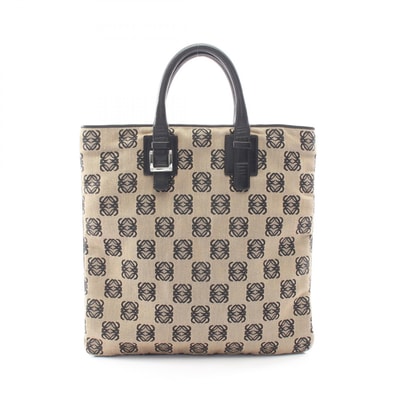 ロエベ LOEWE アナグラム トートバッグ バッグ キャンバス レザー レディース ベージュ系 / ブラック系 【中古】