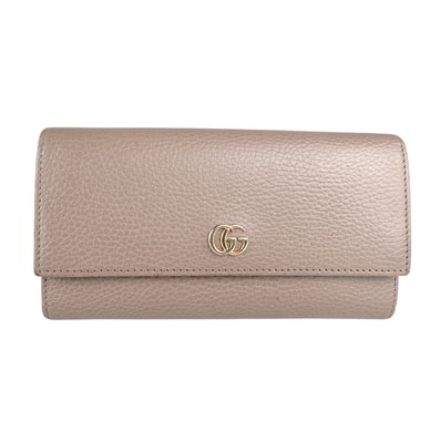 グッチ GUCCI 長財布 GGマーモント レザー ベージュ ユニセックス 456116【中古】 z9106