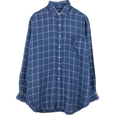 古着 ラルフローレン Ralph Lauren BLAKE チェック柄 長袖 リネンシャツ メンズL相当/evb036012