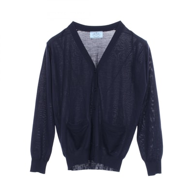 プラダ PRADA Vネック カーディガン 衣料品 トップス ウール レディース ネイビー系 DNA00S 【中古】