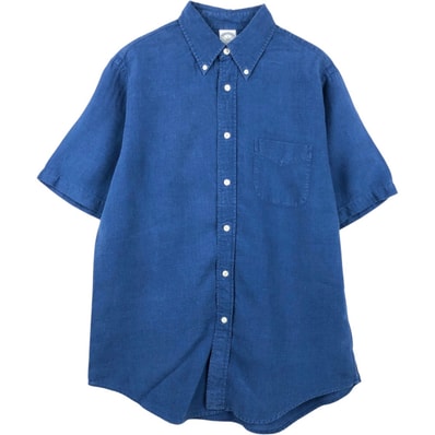 古着 ブルックスブラザーズ Brooks Brothers 1818 半袖 リネン ボタンダウンシャツ メンズL相当/eaa659114