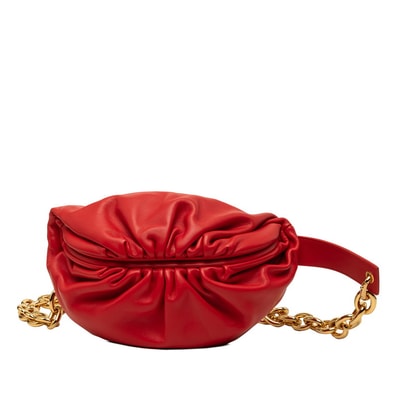 ボッテガヴェネタ ザ チェーン ポーチ ショルダーバッグ レッド レザー レディース BOTTEGAVENETA 中古