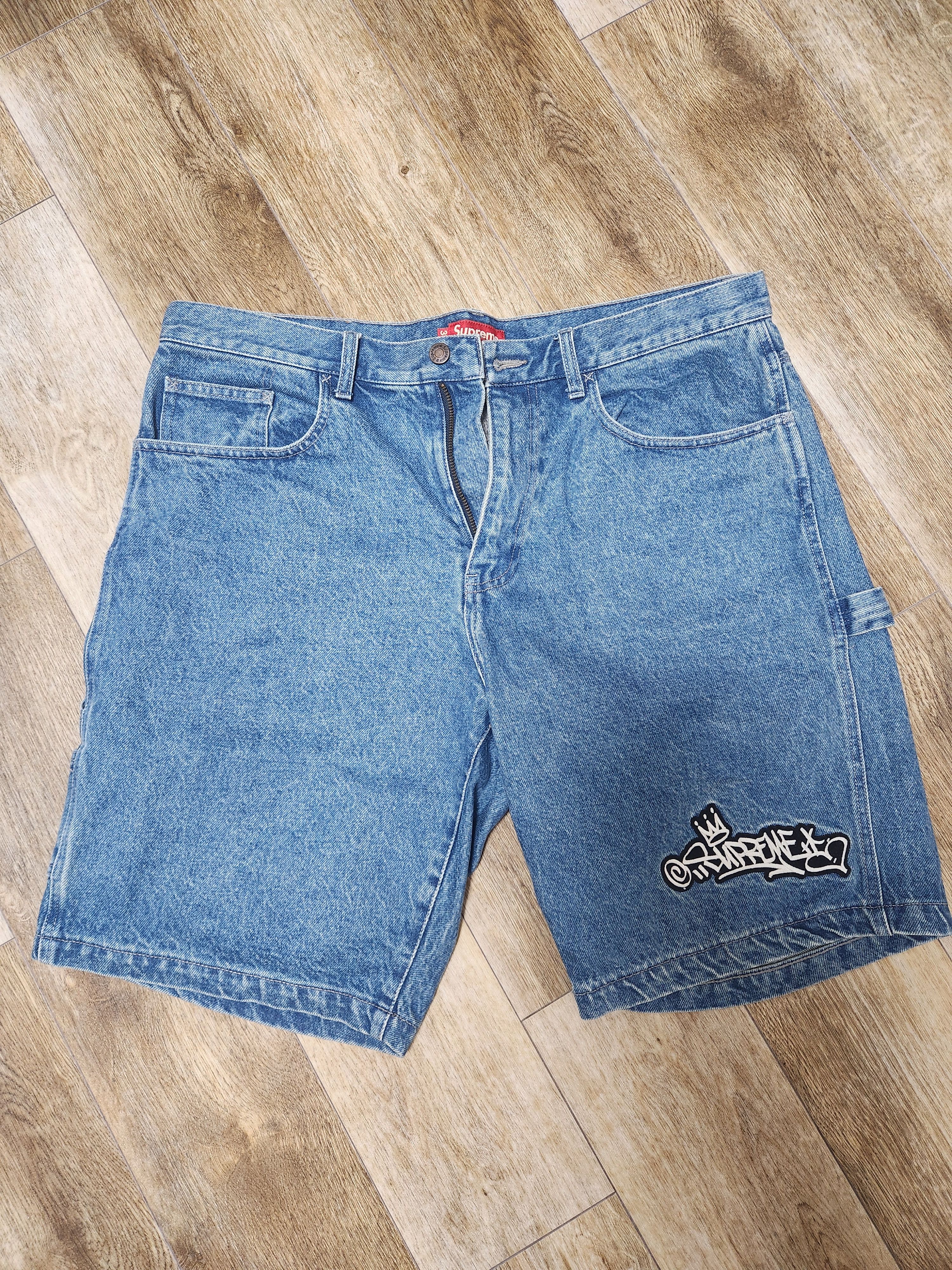 Supreme Handstyle Denim Painter Short "Blue"