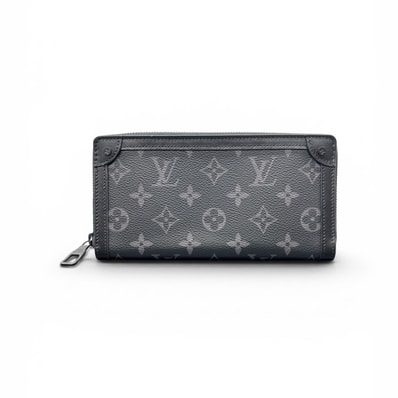 LOUIS VUITTON 極美品 ルイヴィトン トランク ジッピーウォレット モノグラムエクリプス ラウンドファスナー長財布 M80558 PVC レザー RFID確認済 ブラック LV Aランク 中古 鑑定済 ヴィトン財布