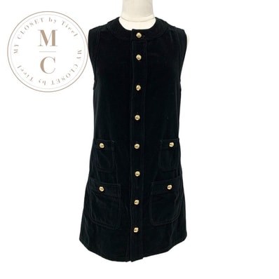 セリーヌ CELINE ワンピース コットン ブラック 黒 ゴールド トリオンフ ドレス ベロア