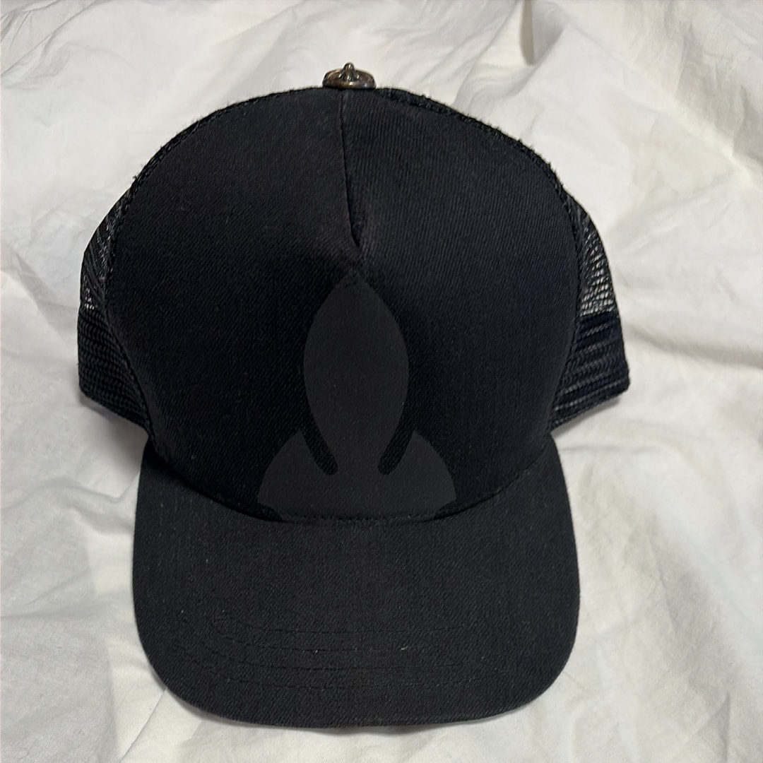 Chrome Hearts Fleurknee Print Denim Trucker Cap "Black"