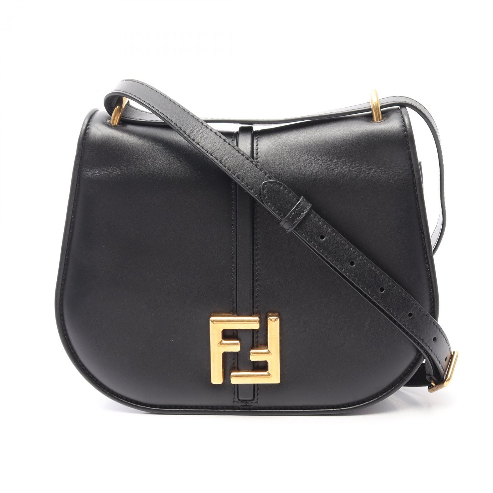 フェンディ FENDI カモン ミディアム ショルダーバッグ バッグ レザー レディース ブラック系 【中古】