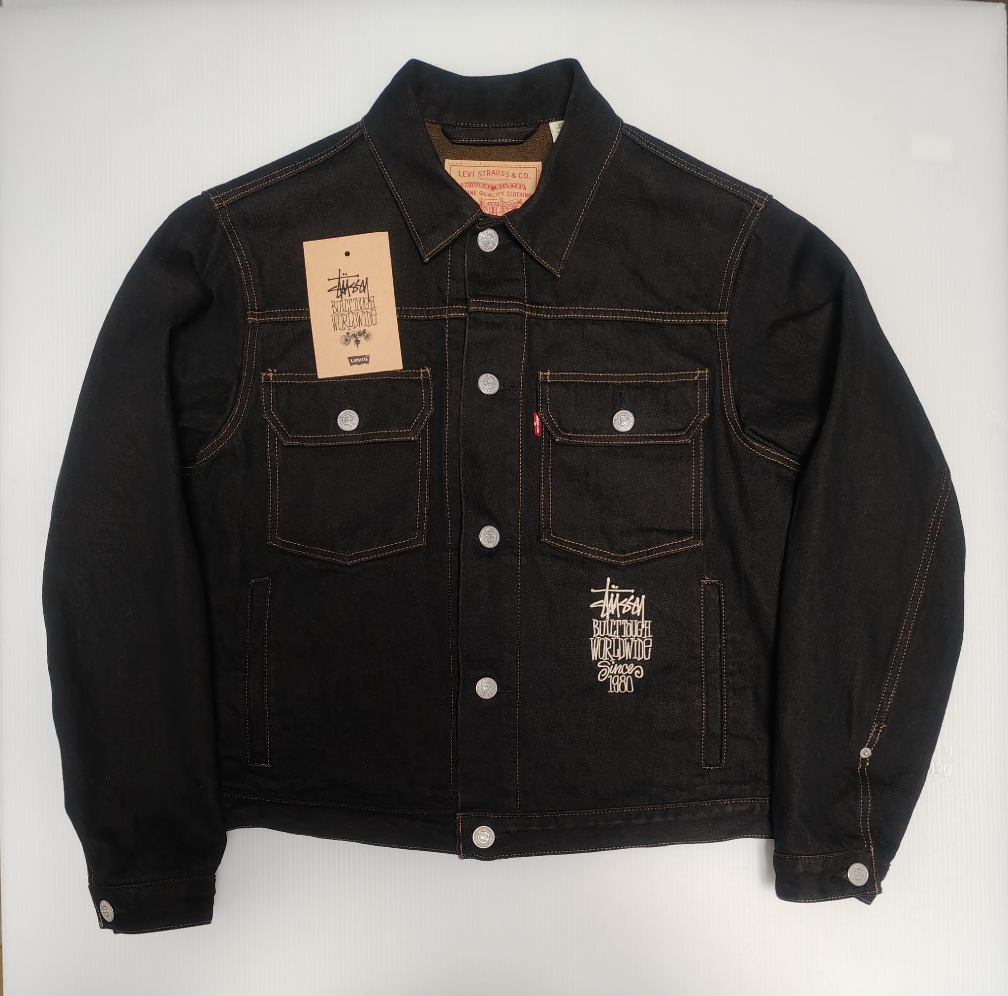 Stussy x Levi's Crispy Rinse Trucker "Black/Brown"