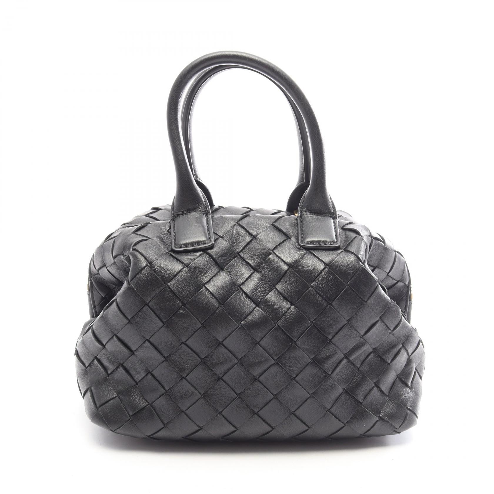 ボッテガヴェネタ BOTTEGA VENETA イントレチャート ミニ バウレット ハンドバッグ バッグ レザー レディース ブラック系 764535 【中古】