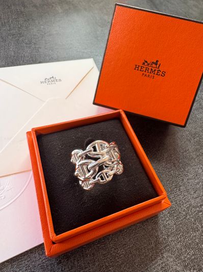 Hermes Chaine D'ancre Enchainee Ring Large Model "Silver"