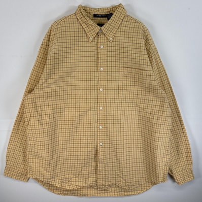 古着 90's/90年代 ギャップ GAP 長袖シャツ オールドギャップ 大きいサイズ ボタンダウンシャツ XL イエロー系 チェック メンズ