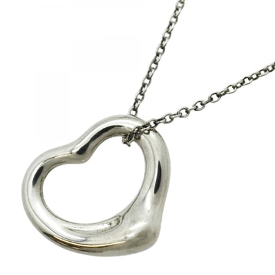 【6jcb0682-k】ティファニー ネックレス オープンハート シルバー925【中古】レディース