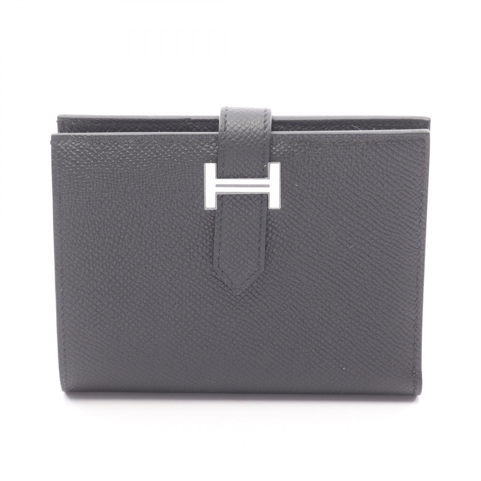 エルメス HERMES ベアンコンパクト 二つ折り財布 財布 レザー ヴォーエプソン K刻印(2025年製造) レディース ブラック系 【中古】