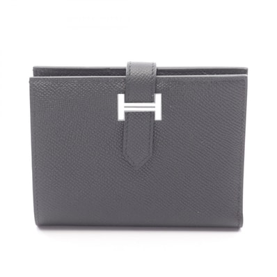 エルメス HERMES ベアンコンパクト 二つ折り財布 財布 レザー ヴォーエプソン K刻印(2025年製造) レディース ブラック系 【中古】
