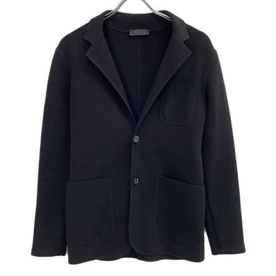 プラダ 14年 0000ET ブラック ウール シングル ジャケット 44