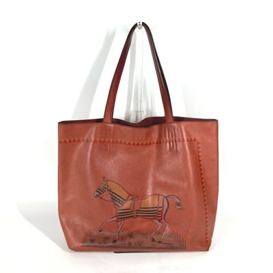 エルメス HERMES ドゥーブルセンス 45 シュバル 馬 リバーシブル ショルダーバッグ カバン 肩掛け トートバッグ レザー ブラウン