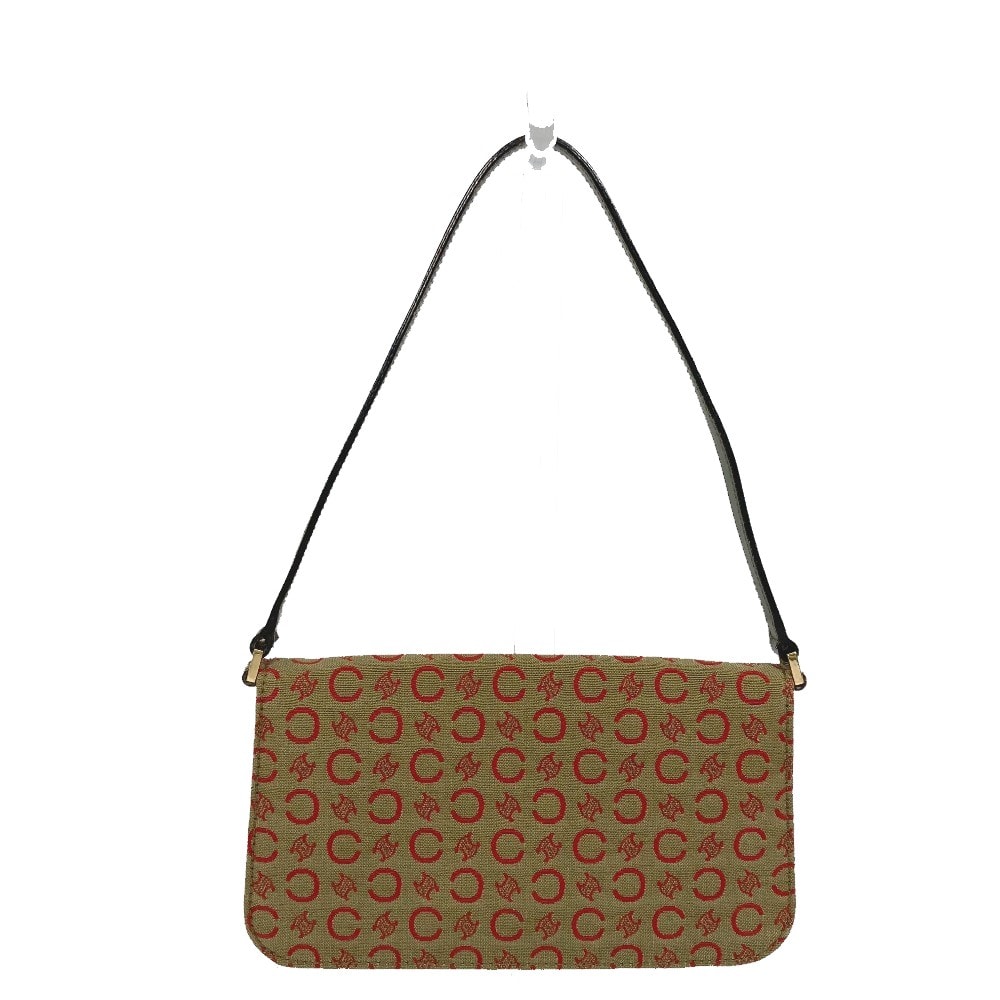 セリーヌ CELINE ハンドバッグ Cマカダム カバン ミニハンドバッグ アクセサリーポーチ キャンバス/レザー カーキ×レッド