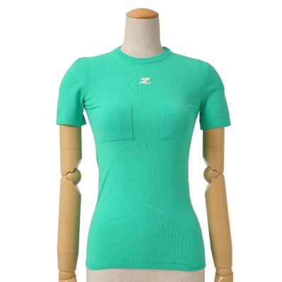 courreges クレージュ ヴィンテージ ニット 半袖 ニット セーター ロゴ 70’s フランス製 ブランド古着【中古】20260827/RB0615