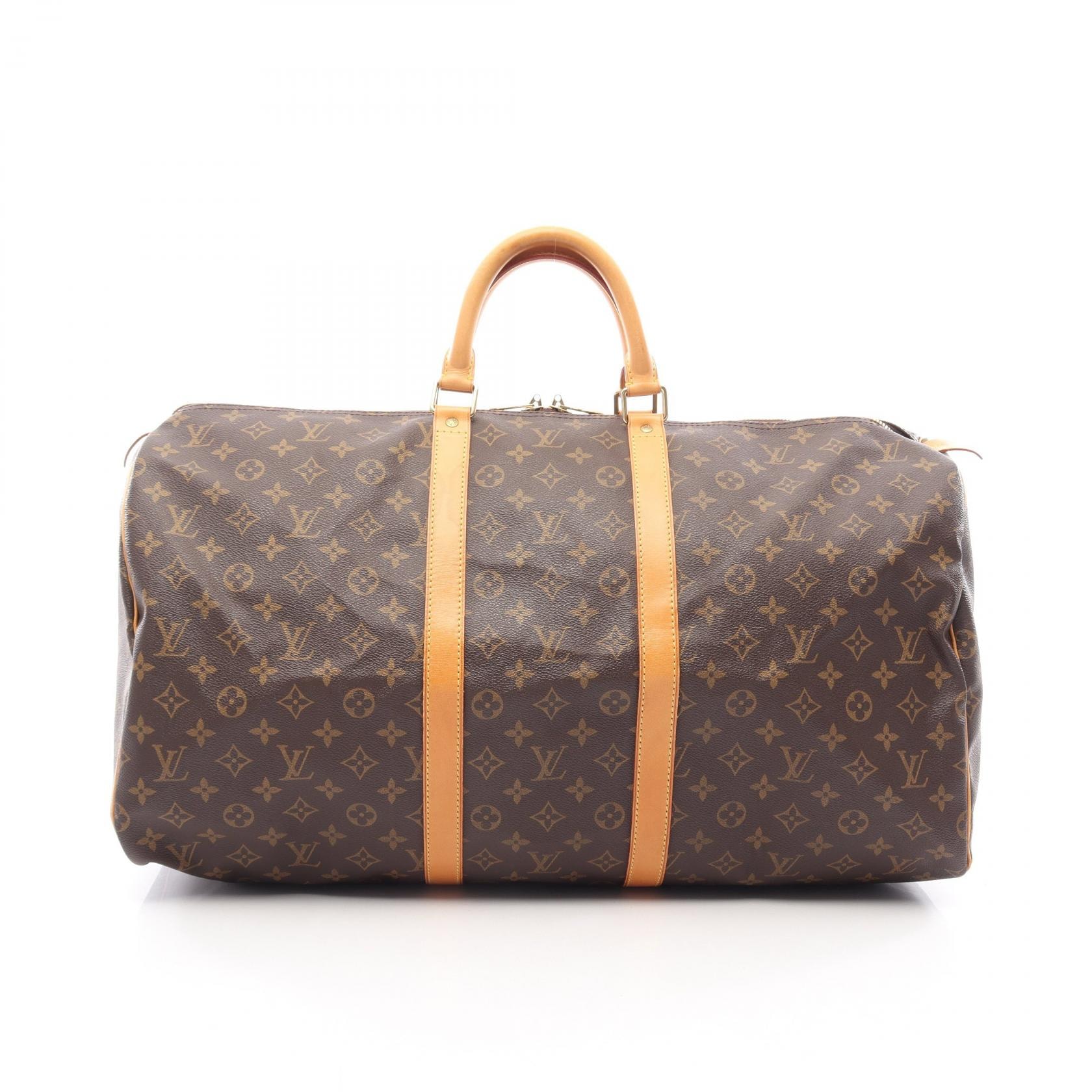 ルイ・ヴィトン LOUIS VUITTON キーポル55 ボストンバッグ バッグ PVCコーティングキャンバス レザー モノグラム メンズ レディース ブラウン系 M41424 【中古】
