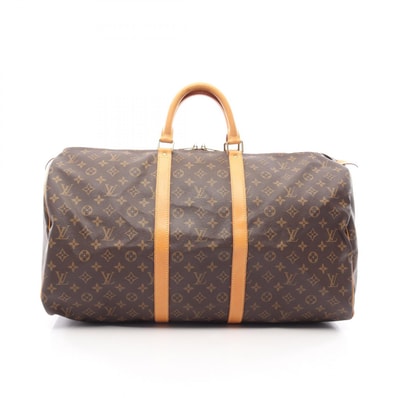ルイ・ヴィトン LOUIS VUITTON キーポル55 ボストンバッグ バッグ PVCコーティングキャンバス レザー モノグラム メンズ レディース ブラウン系 M41424 【中古】