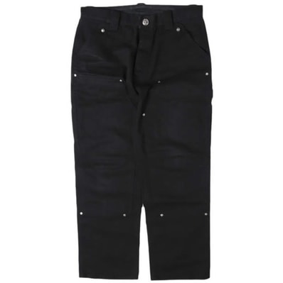 CHROME HEARTS クロムハーツ アメリカ製 CARPENTER DOUBLE KNEE インボイス付き カーペンターダブルニーパンツ 34 BLACK ペインター キャンバス クロスボール ホースシューボタンフライ ボトムス g27664