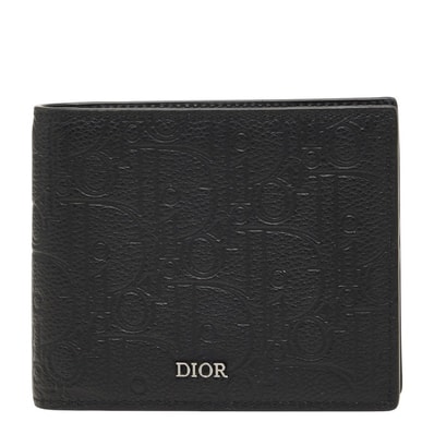 ディオール ロゴ 二つ折り財布 ブラック レザー メンズ Dior 【中古】