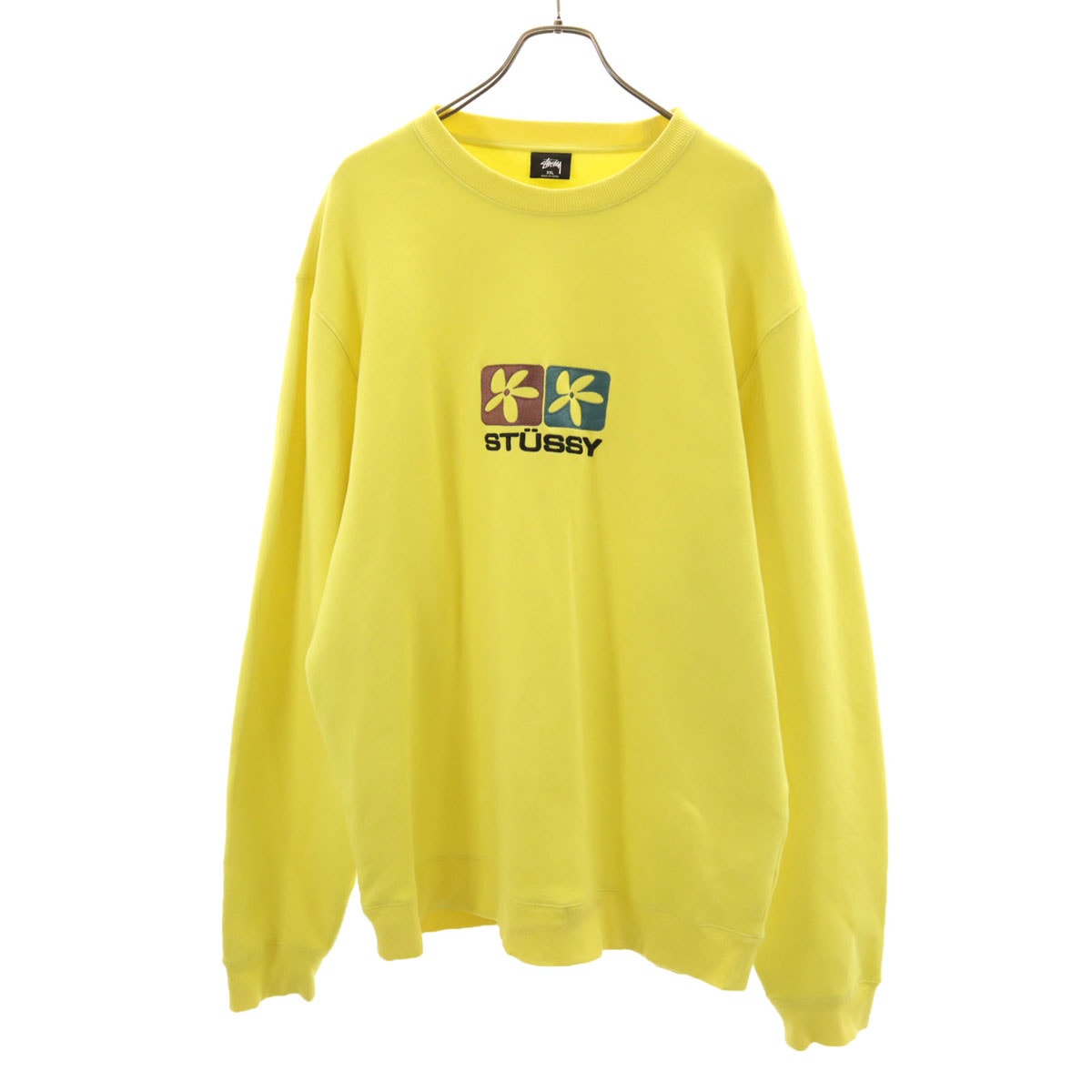 STUSSY ステューシー 長袖 スウェット トレーナー XXL イエロー 裏起毛 ビッグサイズ