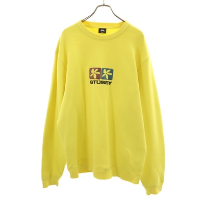 STUSSY ステューシー 長袖 スウェット トレーナー XXL イエロー 裏起毛 ビッグサイズ