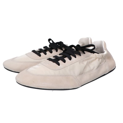 プラダ 1E959N アイボリー コラプス Re-Nylon xスエード スニーカー 36 1/2