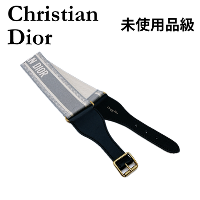 ★ディオール★ Christian Dior ベルト キャンバス×レザー エンブロイダリー CDロゴ グレイ系