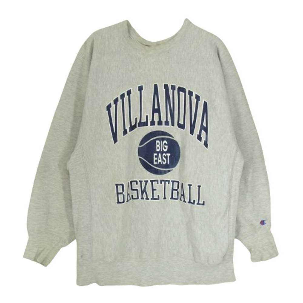 Champion チャンピオン スウェット USA製 90s 刺繍タグ リバースウィーブ VILLANOVA BASKETBALL プリント スウェット グレー系 XL【中古】
