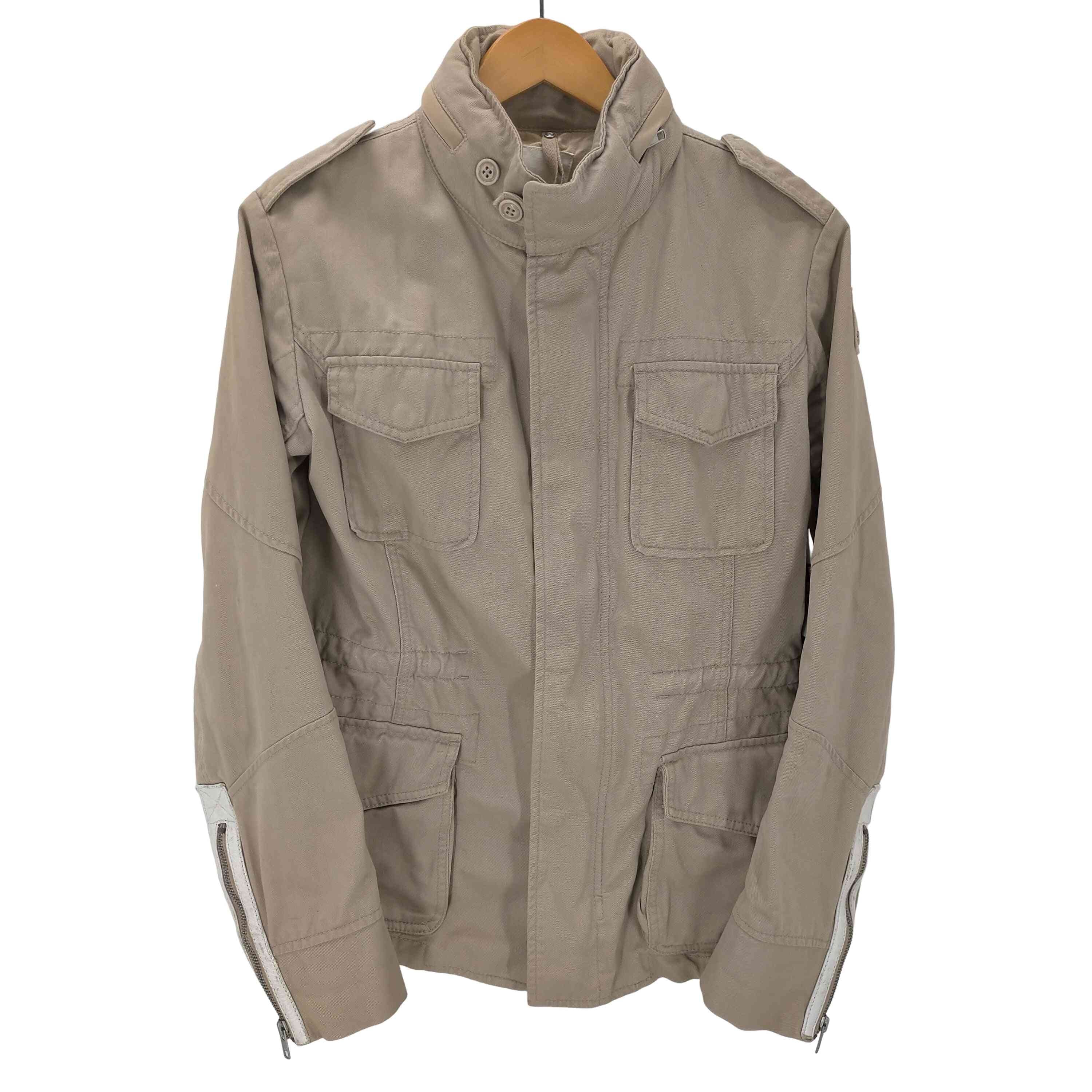 90-00S OLD 袖牛革 カウレザー ジップ ライダース パッカブル ギミック  M-65 TYPE アーミー フィールド ジャケット Y2K【1142124584017】