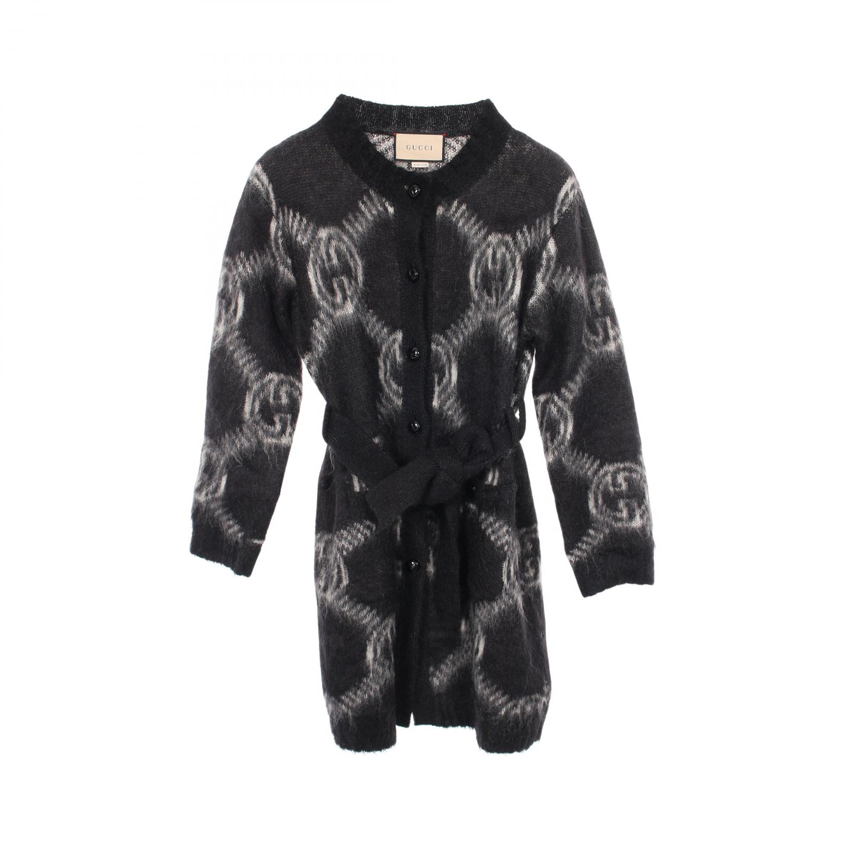 グッチ GUCCI GGロゴ カーディガン 衣料品 トップス ウール モヘヤ レディース ブラック系 / グレー系 678835 【中古】