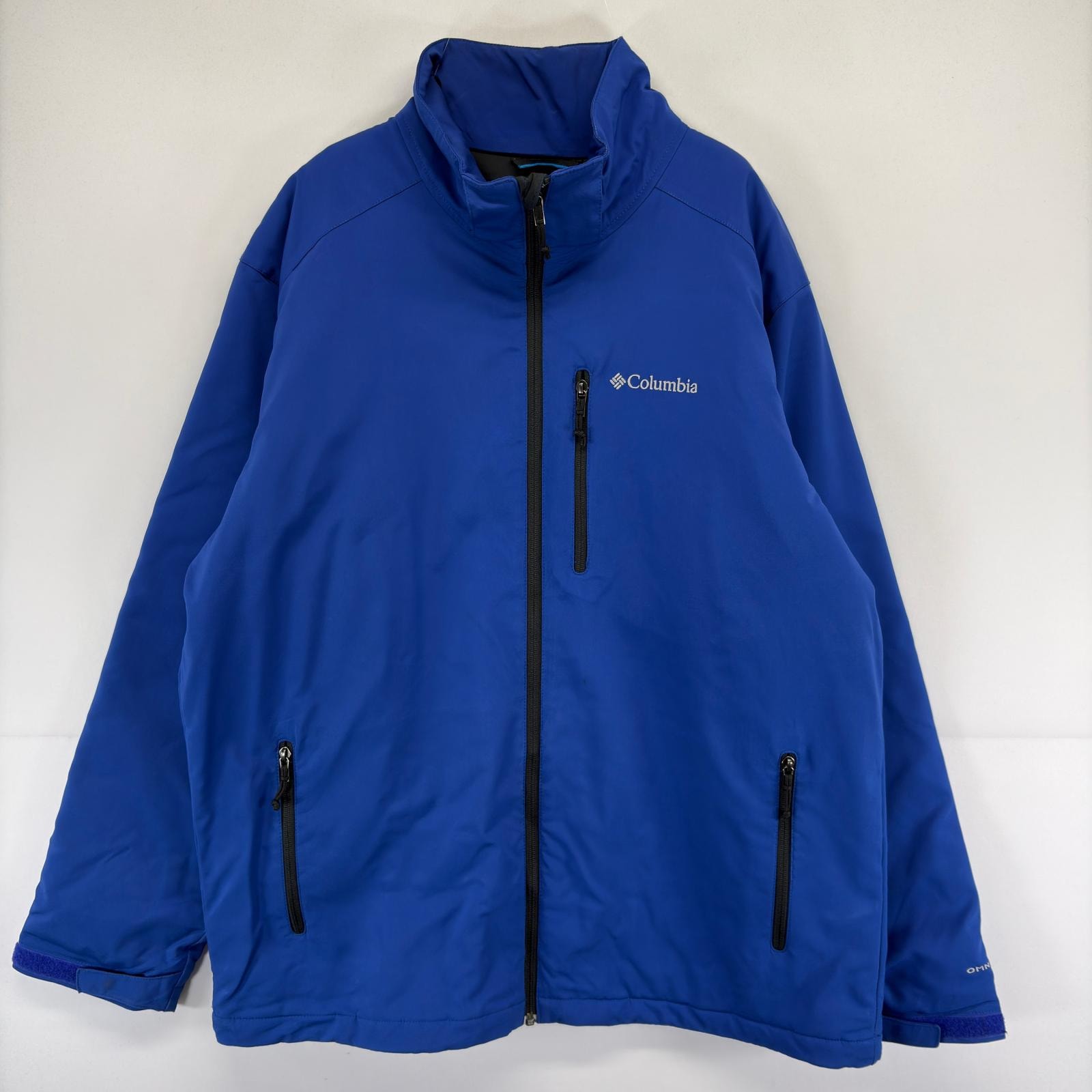 古着 コロンビア Columbia ジャケット フルジップ ナイロン  ワンポイントロゴ アウトドア 中綿 L  ブルー メンズ