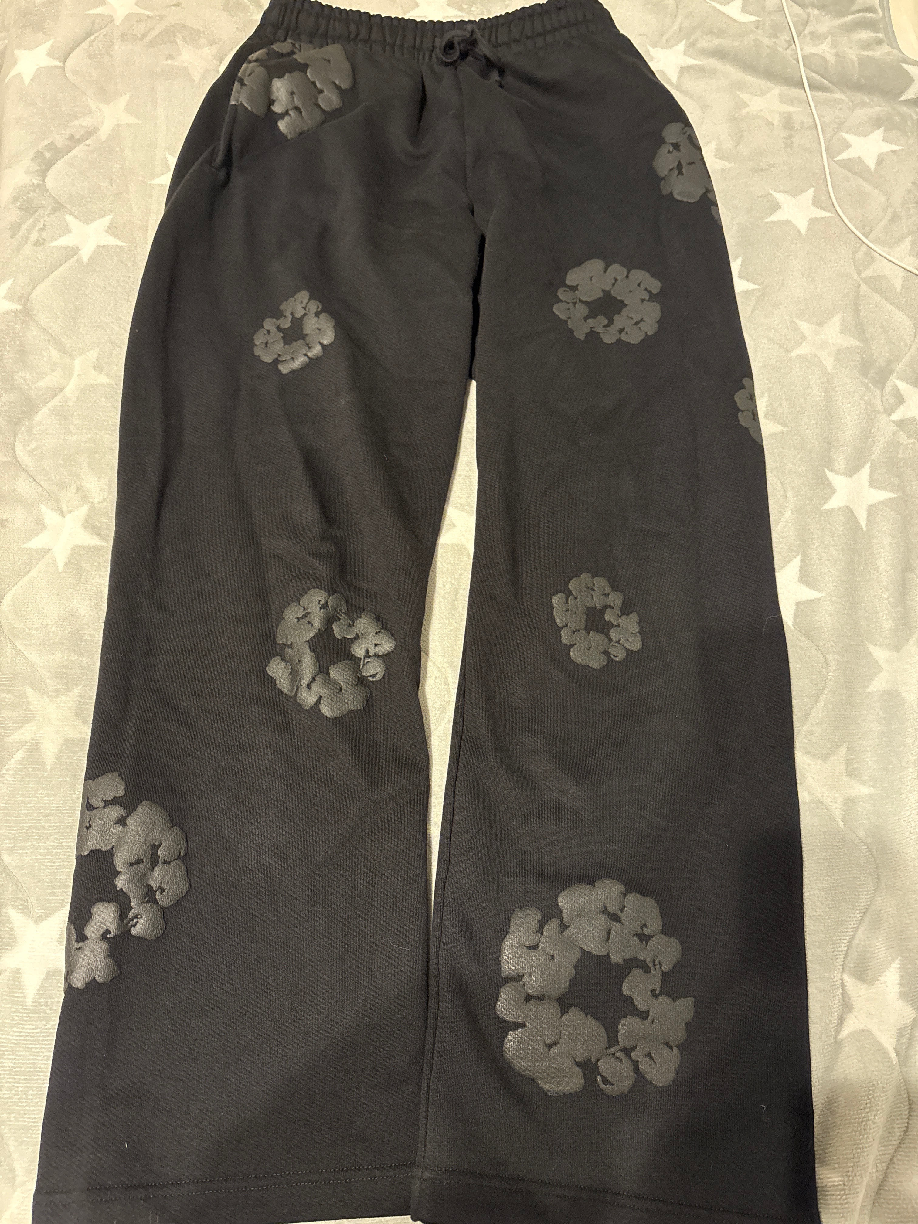 デニムティアーズ モノ コットン リース バギー スウェットパンツ "ブラック"