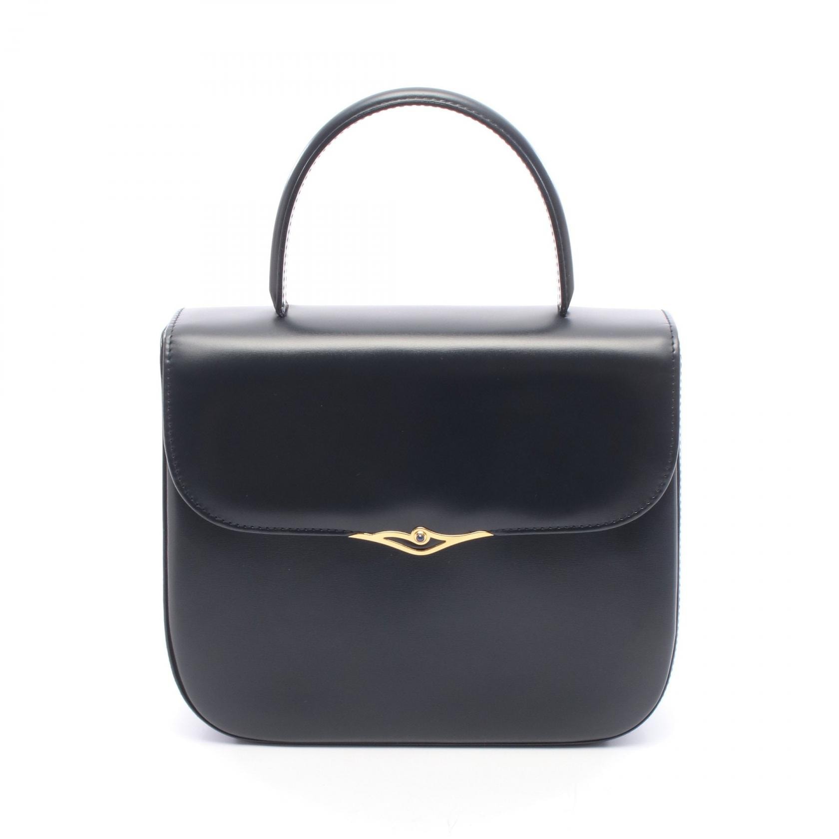 カルティエ CARTIER サファイアライン ハンドバッグ バッグ レザー レディース ネイビー系 【中古】
