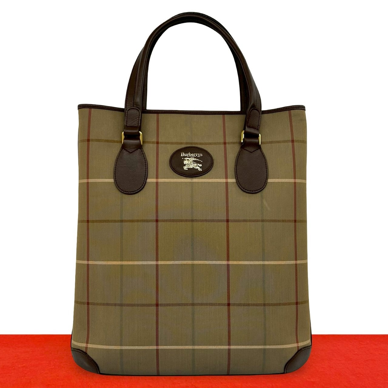 BURBERRY バーバリー シャドーホース ロゴ キャンバス レザー トートバッグ ブラウン
 31380
