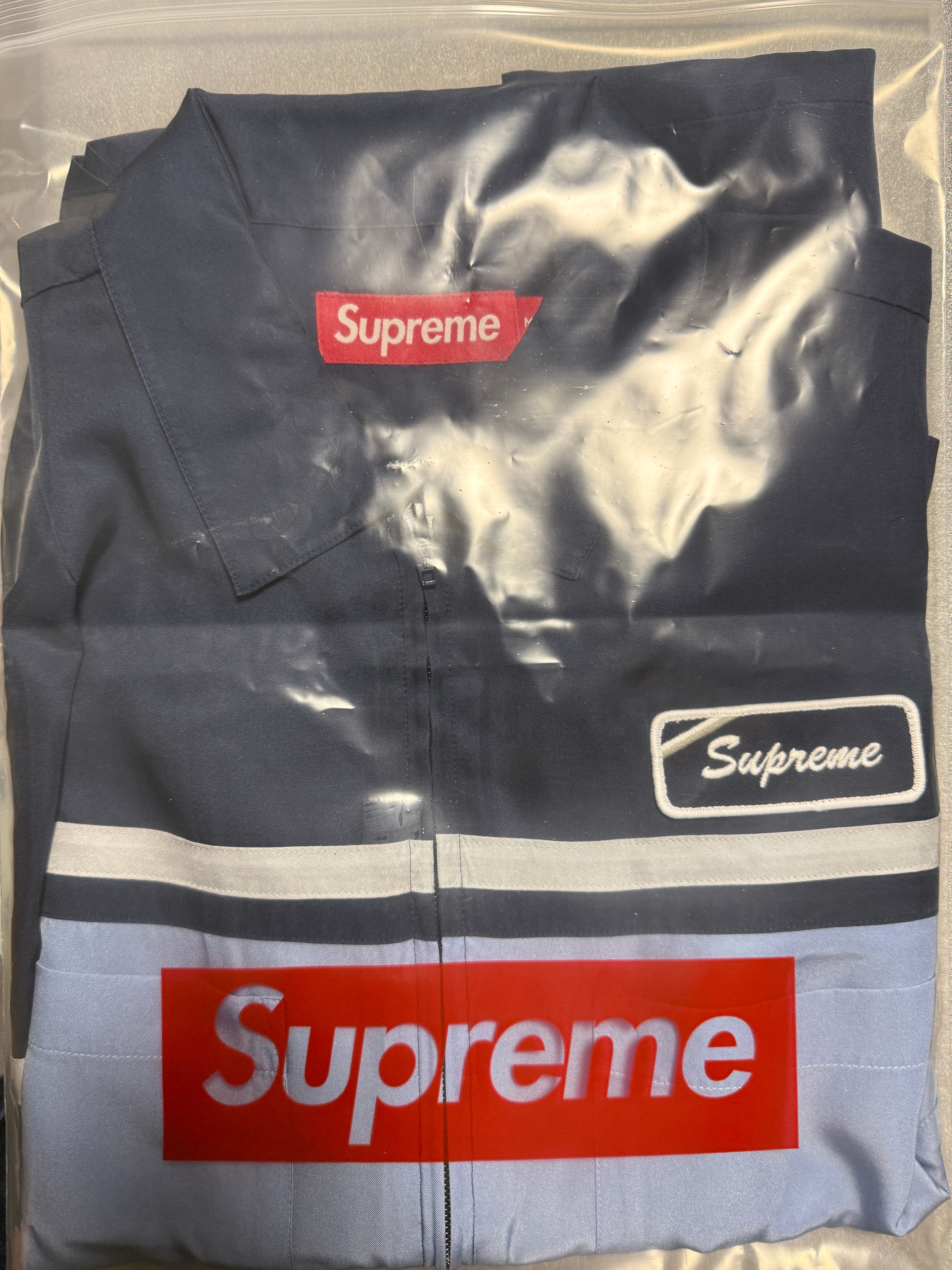 Supreme Silk Zip Up S/S Shirt "Navy"