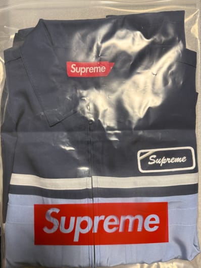Supreme Silk Zip Up S/S Shirt "Navy"