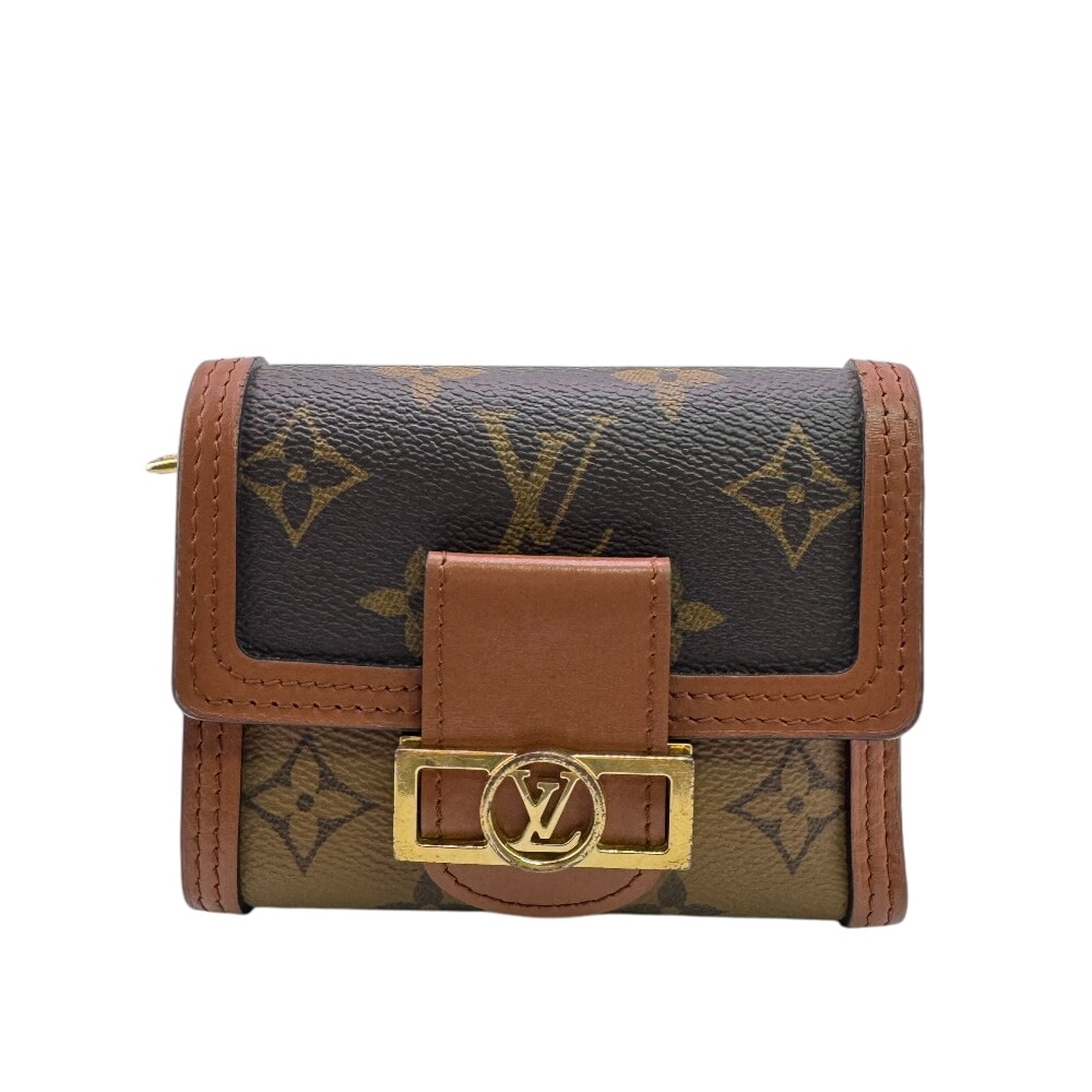 ルイヴィトン LOUIS VUITTON 三つ折り財布 モノグラムリバース ポルトフォイユドーフィーヌコンパクト コンパクトウォレット M68725 ブラウン
