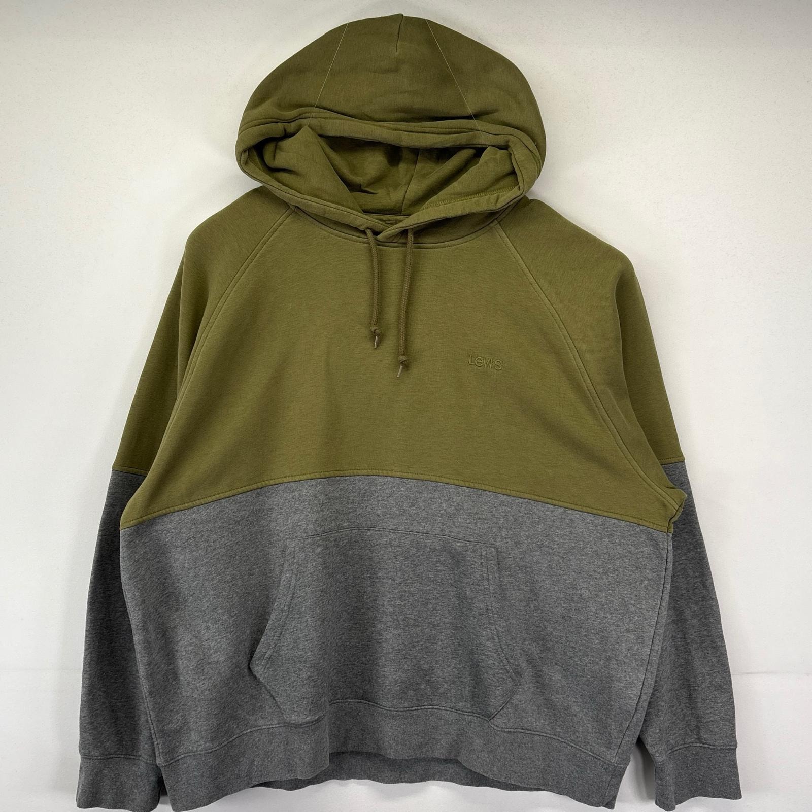 古着 リーバイス Levi's パーカー 大きいサイズ トレーナー プルオーバー ワンポイントロゴ刺繍 ツートン XL グレー系 メンズ