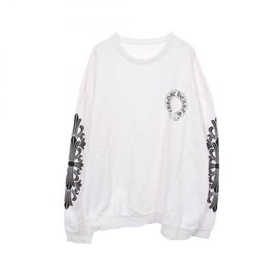 クロムハーツ CHROME HEARTS ホースシューアームフローラルクロス スウェット 衣料品 トップス コットン メンズ ホワイト系 【中古】