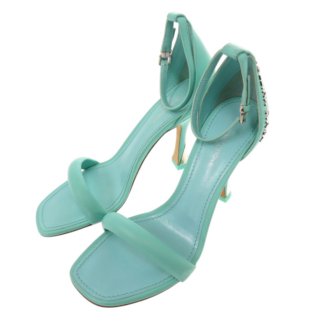 ルイ・ヴィトン ロゴ付き ストラップサンダル レザー ブル