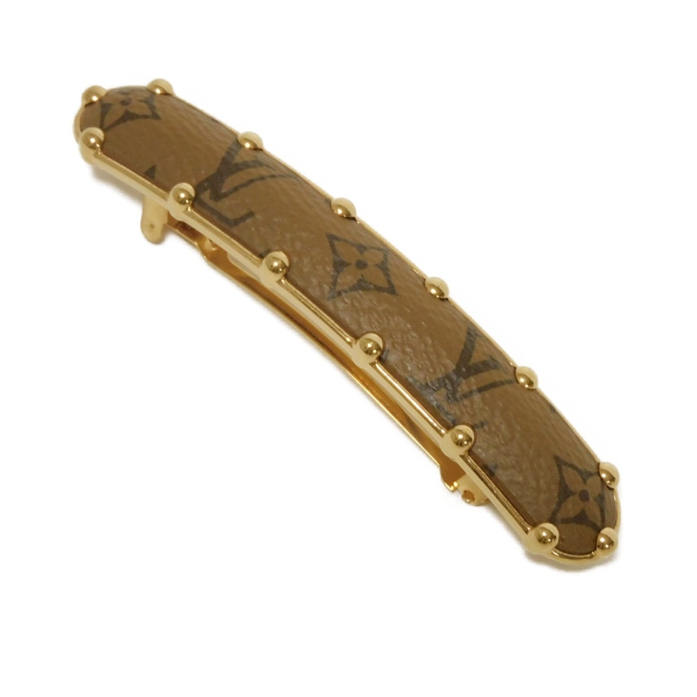LOUIS VUITTON ルイ・ヴィトン スウィート ドリーム LVロゴ フラワー ブラウン ゴールド スタッズ スイート ヘアクリップ モノグラム リバース ベージュ バレッタ M69613