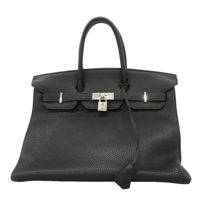 【6ic4178-h】エルメス ハンドバッグ バーキン35 トゴ ブラック シルバー金具 □F刻印【中古】レディース