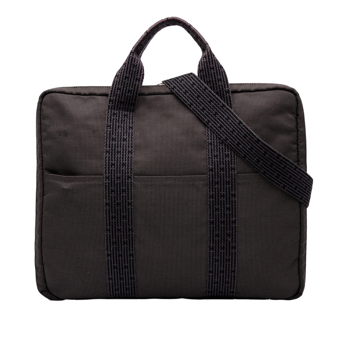 エルメス エールライン ブリーフケース 2WAY ショルダーバッグ グレー シルバー キャンバス レディース HERMES 中古
