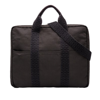 エルメス エールライン ブリーフケース 2WAY ショルダーバッグ グレー シルバー キャンバス レディース HERMES 中古