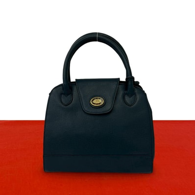 BURBERRY バーバリー ノバチェック 柄 ロゴ プレート 金具 レザー ハンドバッグ ネイビー
90104