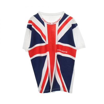 クロムハーツ CHROME HEARTS ユニオンジャック ネックロゴ 半袖Tシャツ 衣料品 トップス コットン メンズ ホワイト系 / レッド系 / ブルー系 【中古】