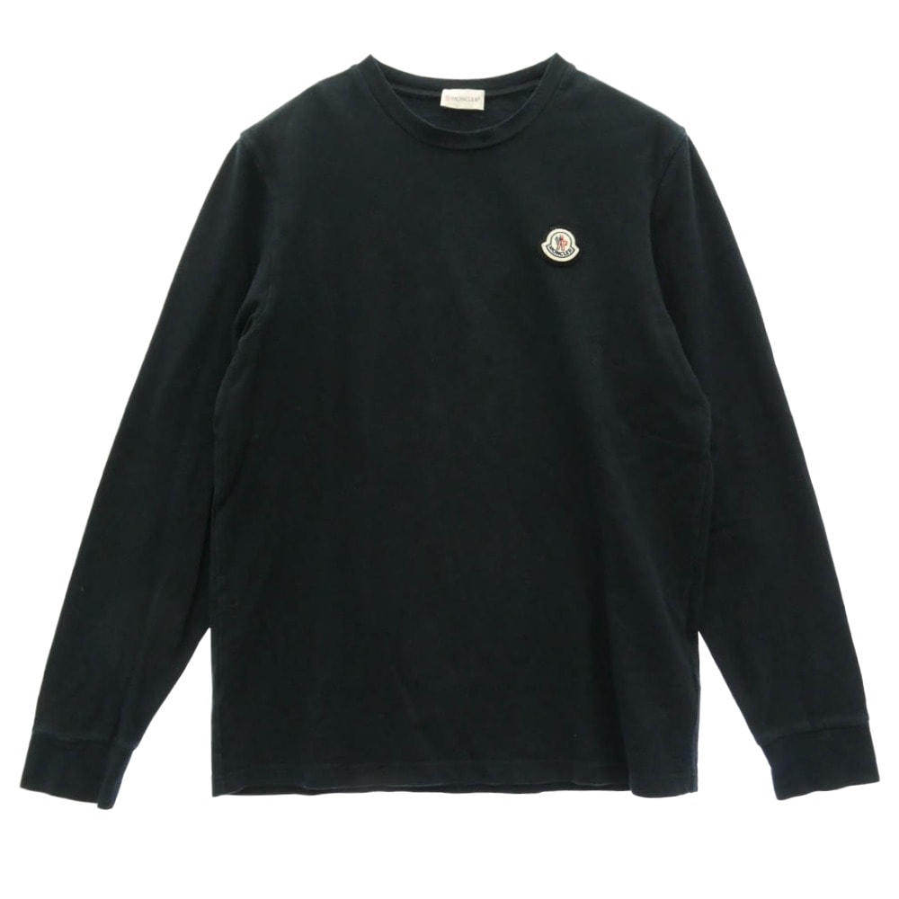 MONCLER モンクレール Tシャツ H20918D00005 LS TSHIRT ロングスリーブ クルーネック ロゴワッペン 長袖 Tシャツ カットソー ブラック ブラック系 M【中古】
